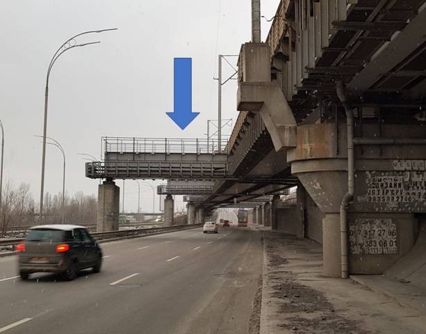 Арка/Реклама на мостах, Киев, ул. Дарницкое шоссе, железнодорожный мост (технологический карман), направление в центр