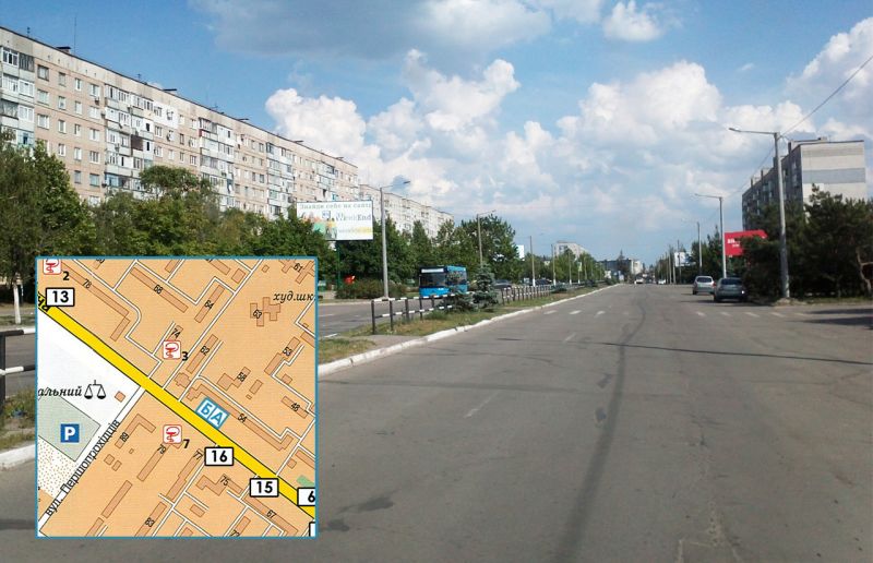Білборд/Щит, Горішні Плавні/Комсомольськ, просп. Героїв Дніпра, 54 (навпроти магазину «АТБ») центральна вулиця