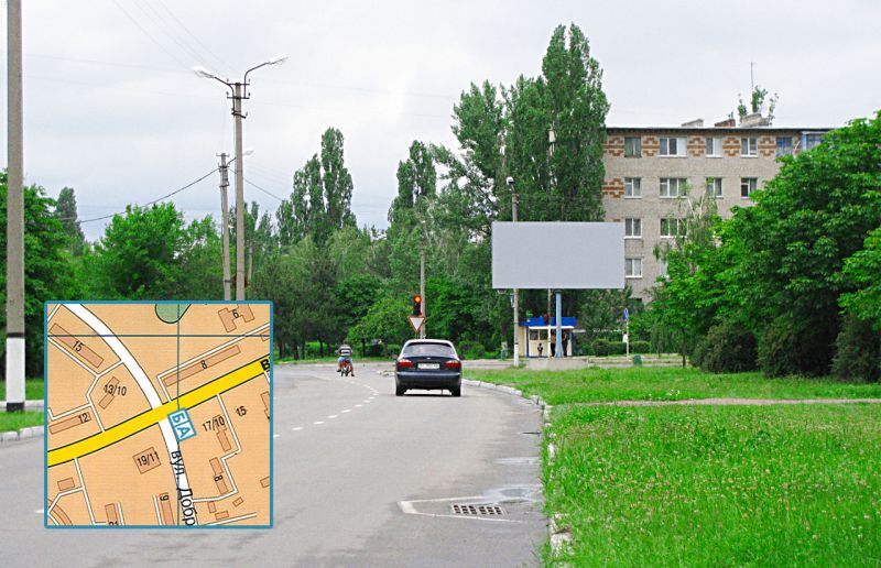 Білборд/Щит, Горішні Плавні/Комсомольськ, перехрестя просп. Героїв Дніпра та вул. Добровольського