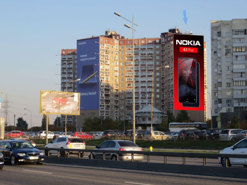 Реклама на фасадах/Брандмауэр, Киев, Бажана Миколи просп. 36