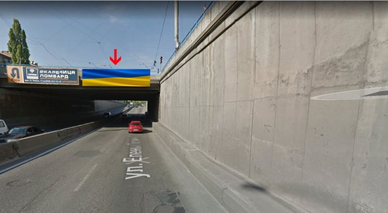 Реклама на мостах, Киев, Теліги О. вул., біля вул Щусєва, поруч ст.м. Дорогожичі, в напрямку  до ст.м. Почайна