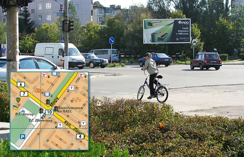Білборд/Щит, Горішні Плавні/Комсомольськ, ЦЕНТРАЛЬНЕ перехр.просп. Героїв Дніпра та вул. Миру, призматрон, Освітлення